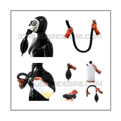 Deluxe FASER gasmask-zipperhood-system ULTIMATE-F with tube-set, sniffdildo, inhaler-set and rebreathing-bag-set